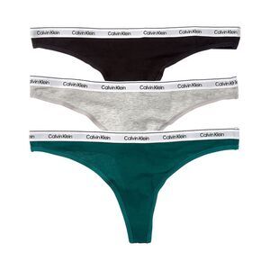 Calvin Klein Womens  3Pk Modern Logo Thong, Black